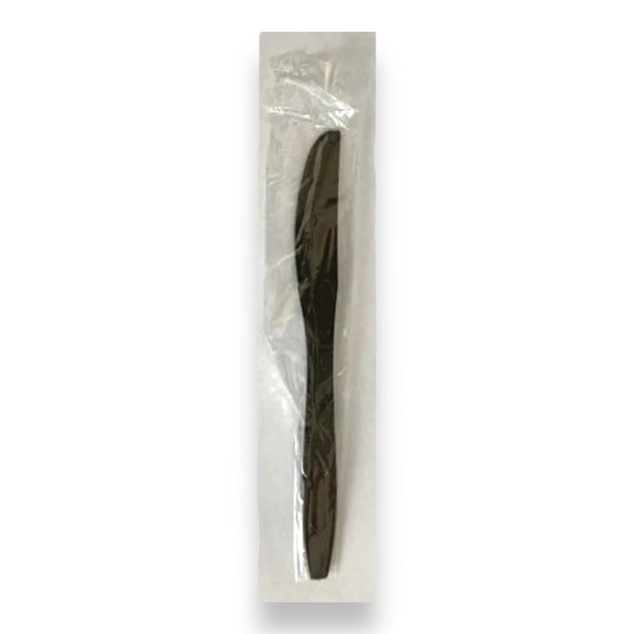 BLACK HEAVY PLASTIC INDIVIDUALLY WRAPPED KNIFE 1000CT