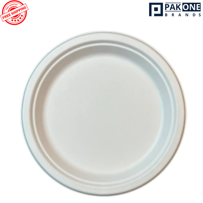 10" BAGASSE BIODEGRADABLE COMPOSTABLE PLATES ONE COMPARTMENT 500CT