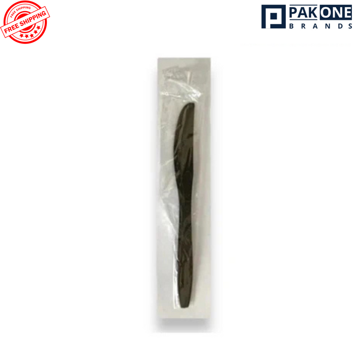 BLACK HEAVY PLASTIC INDIVIDUALLY WRAPPED KNIFE 1000CT