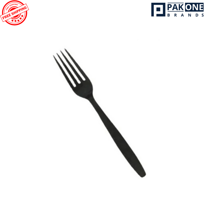 FULL SIZE HEAVY FORKS BLACK PLASTIC POLYSTYRENE 1000CT
