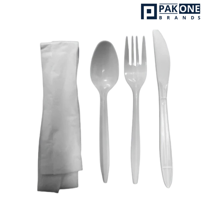 MEDIUM WEIGHT WHITE CUTLERY KITS 250CT