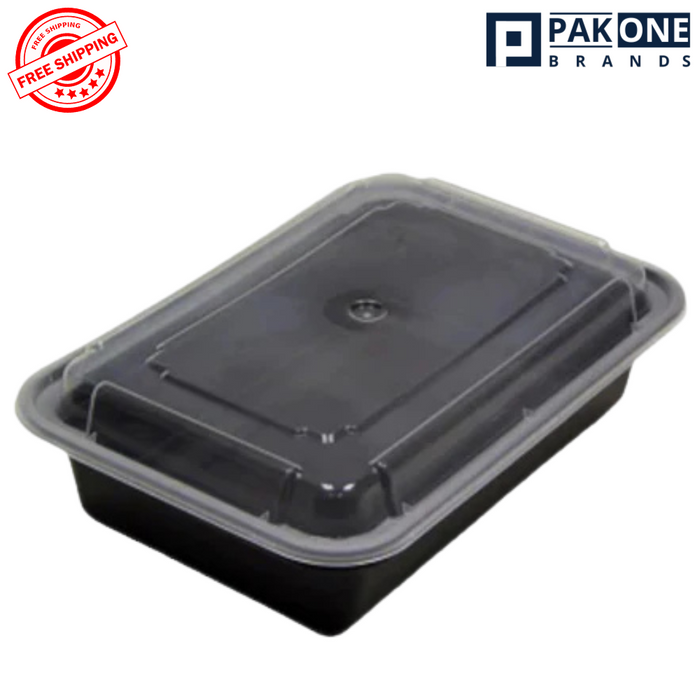 28 OZ RECTANGULAR MICROWAVEABLE CONTAINERS COMBO PACK BLACK 150CT