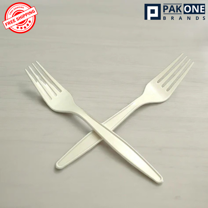 ECO BIODEGRADABLE PLANT STARCH HEAVY WEIGHT FORKS 1000CT