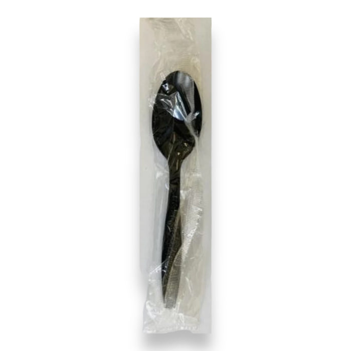 BLACK HEAVY PLASTIC SPOONS INDIVIDUALLY WRAPPED PS 1000CT