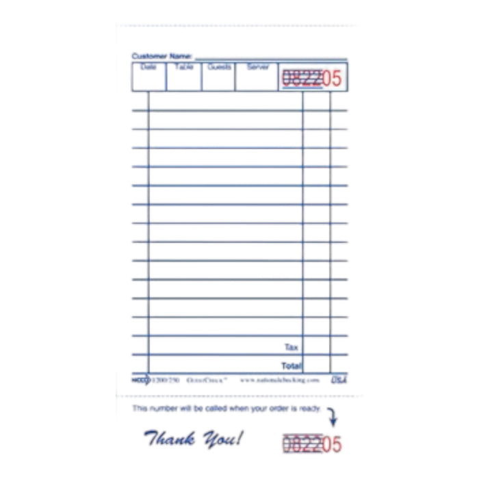 GUEST CHECK 3-11/32" X 6" BLUE - SINGLE PADS 10000CT
