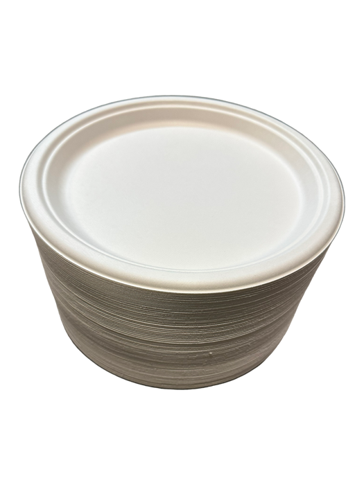 10" BAGASSE BIODEGRADABLE COMPOSTABLE PLATES ONE COMPARTMENT 500CT