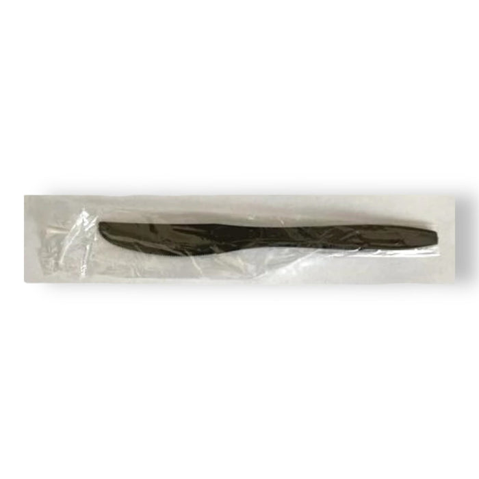 BLACK HEAVY PLASTIC INDIVIDUALLY WRAPPED KNIFE 1000CT