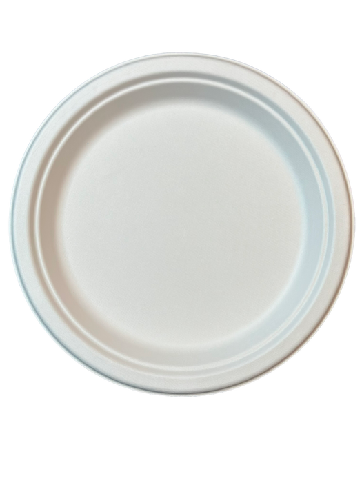 10" BAGASSE BIODEGRADABLE COMPOSTABLE PLATES ONE COMPARTMENT 500CT