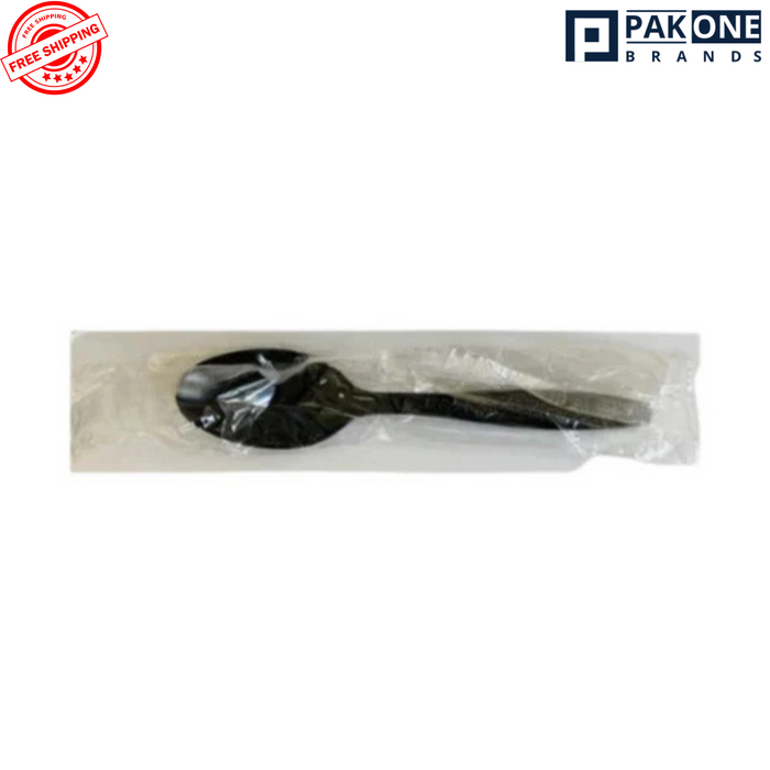 BLACK HEAVY PLASTIC SPOONS INDIVIDUALLY WRAPPED PS 1000CT