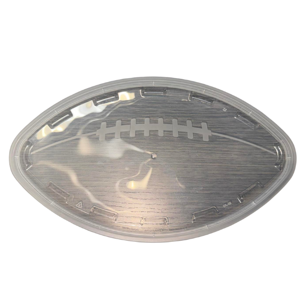 Football Shaped Plastic Container 56oz Brown PMS#7629C & Clear Lid - 100CT