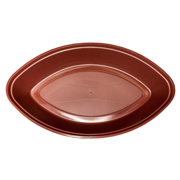 Football Shaped Plastic Container 56oz Brown PMS#7629C & Clear Lid - 100CT