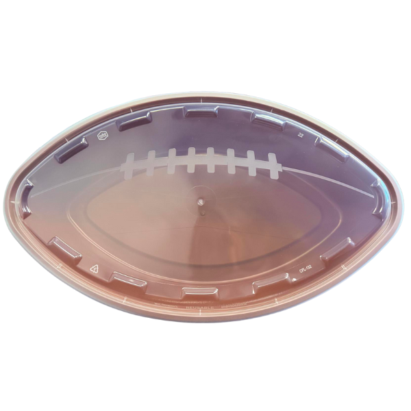 Football Shaped Plastic Container 56oz Brown PMS#7629C & Clear Lid - 100CT