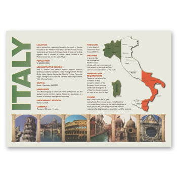 MAP OF ITALY PLACEMAT 10-1/4" X 14-1/2" STRAIGHT EDGE 1000CT