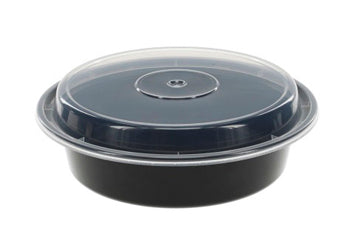 24 OZ ROUND MICROWAVEABLE CONTAINERS COMBO PACK BLACK 150CT