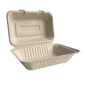 Tree-Free™ Compostable 9 x 9 x 3 Hinged Clamshell Containers - 200/Ctn