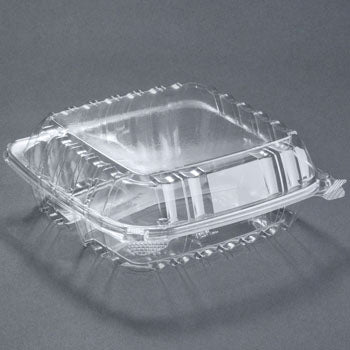 DART 3 COMPARTMENT  C90PST3 8 5/16" x 8 5/16" x 3" CLEAR HINGED PLASTIC CONTAINER  250CT