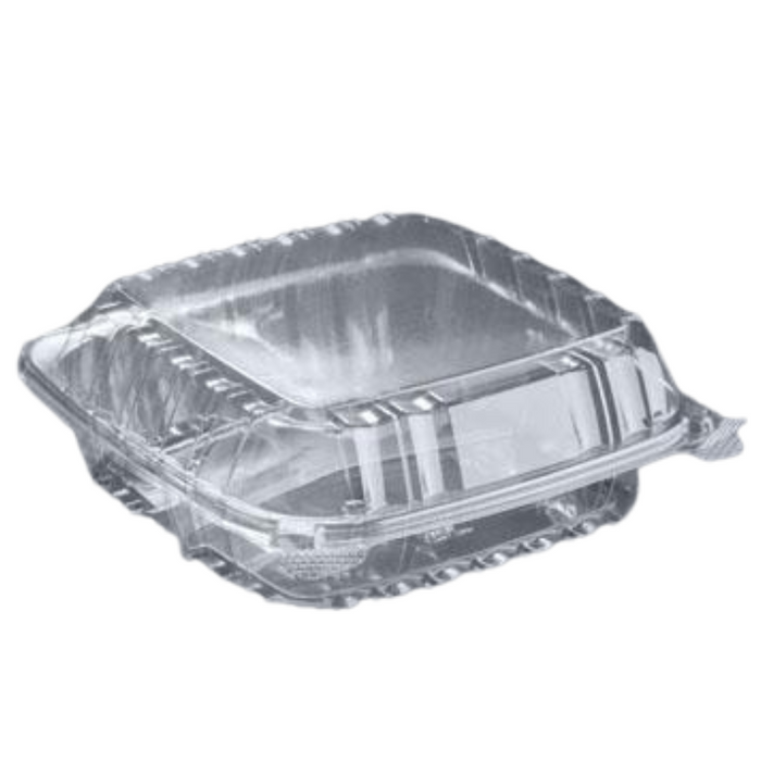DART 3 COMPARTMENT  C90PST3 8 5/16" x 8 5/16" x 3" CLEAR HINGED PLASTIC CONTAINER  250CT